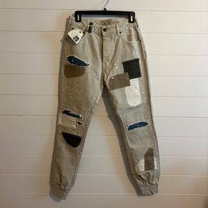 SER.O.YA Cairo Patch Cargo Jogger Pants Denim Jeans Women’s Patches Distressed